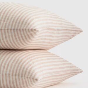 Quince European Linen Pillowcase Set Natural Stripe Standard